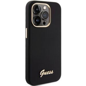 Guess GUHCP15XSMBSLK Apple iPhone 15 Pro Max6.7"  juodos spalvos dėklas Silicone Script Metal Logo & Frame - Image 4