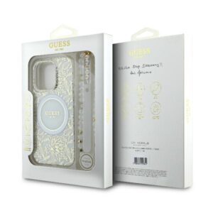 Guess GUHMP16LHCPOFPH Apple iPhone 16 Pro6.3" biały/white dėklas IML Flowers Allover Electro With Pearl - Image 7