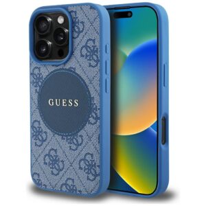 Dėklas Guess 4G Circle Classic Logo MagSafe skirtas Apple iPhone 16 Pro blue