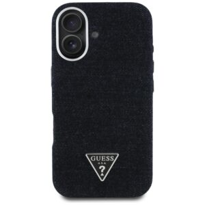 Dėklas Guess Denim Triangle Logo MagSafe skirtas Apple iPhone 16 juodos spalvos - Image 3