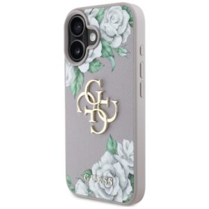 Dėklas Guess Grained Roses Big 4G logo skirtas Apple iPhone 16 violetinės spalvos - Image 2