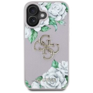 Dėklas Guess Grained Roses Big 4G logo skirtas Apple iPhone 16 violetinės spalvos - Image 3
