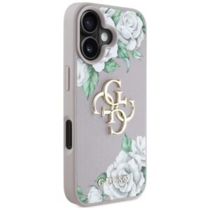 Dėklas Guess Grained Roses Big 4G logo skirtas Apple iPhone 16 violetinės spalvos - Image 4
