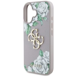 Dėklas Guess Grained Roses Big 4G logo skirtas Apple iPhone 16 violetinės spalvos - Image 6