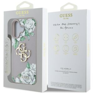 Dėklas Guess Grained Roses Big 4G logo skirtas Apple iPhone 16 violetinės spalvos - Image 8