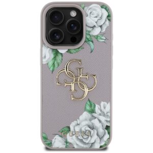 Dėklas Guess Grained Roses Big 4G logo skirtas Apple iPhone 16 Pro violetinės spalvos - Image 3
