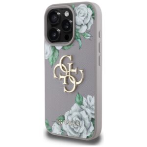 Dėklas Guess Grained Roses Big 4G logo skirtas Apple iPhone 16 Pro Max violetinės spalvos - Image 2