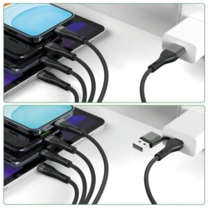 Kabelis USB-C/USB-A 4smarts 4in1 1.2m juodos spalvos - Image 3