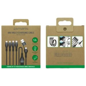 Kabelis USB-C/USB-A 4smarts 4in1 1.2m juodos spalvos - Image 5
