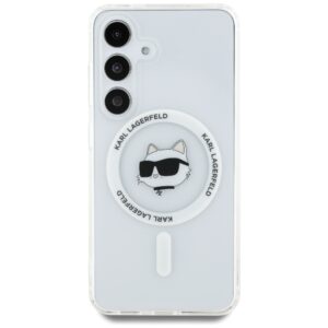 Dėklas Karl Lagerfeld Button Choupette Head Printed Logo MagSafe Samsung Galaxy S25 baltos spalvos - Image 3