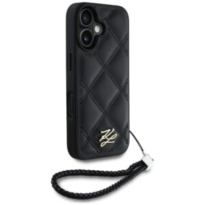 Dėklas Karl Lagerfeld Quilted Initial Logo & Chain Strap skirtas Apple iPhone 16 juodos spalvos - Image 3