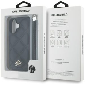 Dėklas Karl Lagerfeld Quilted Initial Logo & Chain Strap skirtas Apple iPhone 16 juodos spalvos - Image 7