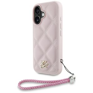 Dėklas Karl Lagerfeld Quilted Initial Logo & Chain Strap skirtas Apple iPhone 16 rožinės spalvos - Image 1