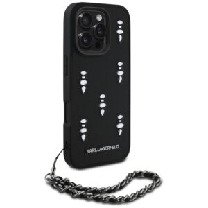 Dėklas Karl Lagerfeld Saffiano Crystals w/Chain skirtas Apple iPhone 16 Pro juodos spalvos - Image 3