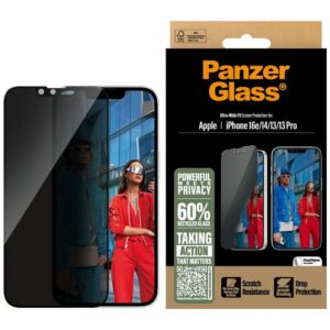 Privacy Glass PanzerGlass Ultra-Wide Fit skirtas Apple iPhone 16e/14/13/13 Pro - Image 1
