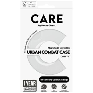 Dėklas CARE by PanzerGlass Flagship Urban Combat White QI skirta Samsung Galaxy S25 Edge skaidrus - Image 4