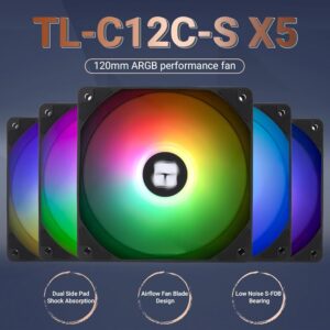 Thermalright TL-C12C-S X5 PWM ARGB Black 5vnt. (120mm) (Juodi) Ventiliatoriai