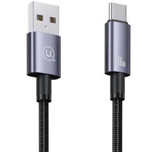 USAMS Kabelis USB į USB-C 3A 1.2mFast Charging steel/tarnish SJ663USB01 (US-SJ663) - Image 2