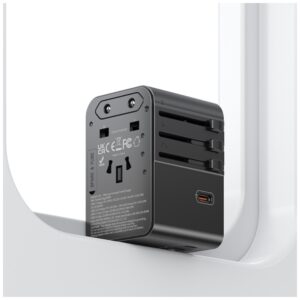 Kelioninis įkroviklis Adapter USAMS CC310 3xUSB-C 70W 4in1 US/AU/EU/UK juodos spalvos - Image 4