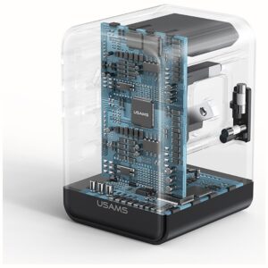 Kelioninis įkroviklis Adapter USAMS CC310 3xUSB-C 70W 4in1 US/AU/EU/UK juodos spalvos - Image 5