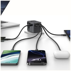 Kelioninis įkroviklis Adapter USAMS CC310 3xUSB-C 70W 4in1 US/AU/EU/UK juodos spalvos - Image 7