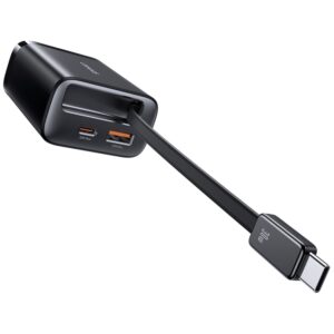 Laidinis įkroviklis USAMS Xiang Series CC296 30W 1xUSB-C 1xUSB-A + USB-C kabelis juodos spalvos - Image 2