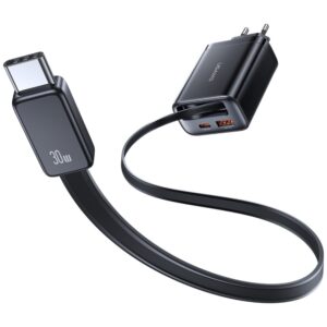 Laidinis įkroviklis USAMS Xiang Series CC296 30W 1xUSB-C 1xUSB-A + USB-C kabelis baltos spalvos - Image 6