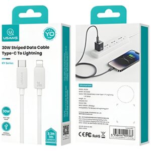 Kabelis USAMS KY Series US-SJ692 30W USB-C į Lightning 1m baltos spalvos - Image 8