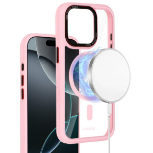 Liavec Hybrid Magsafe Clear dėklas skirtas Apple iPhone 15 Pro rožinės spalvos - Image 8