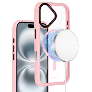 Liavec Hybrid Magsafe Clear dėklas skirtas Apple iPhone 16 rožinės spalvos - Image 8