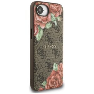 Originalus Dėklas GUESS 4G Flowers Print MagSafe skirtas Apple iPhone 16e rudos spalvos - Image 4