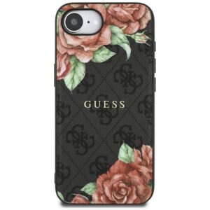 Originalus Dėklas GUESS 4G Flowers Print MagSafe skirtas Apple iPhone 16e juodos spalvos - Image 3