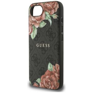 Originalus Dėklas GUESS 4G Flowers Print MagSafe skirtas Apple iPhone 16e juodos spalvos - Image 6