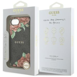 Originalus Dėklas GUESS 4G Flowers Print MagSafe skirtas Apple iPhone 16e juodos spalvos - Image 8