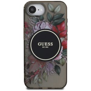 Originalus Dėklas GUESS IML Flowers MagSafe skirtas Apple iPhone 16e juodos spalvos - Image 3