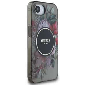 Originalus Dėklas GUESS IML Flowers MagSafe skirtas Apple iPhone 16e juodos spalvos - Image 4
