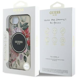 Originalus Dėklas GUESS IML Flowers MagSafe skirtas Apple iPhone 16e juodos spalvos - Image 8