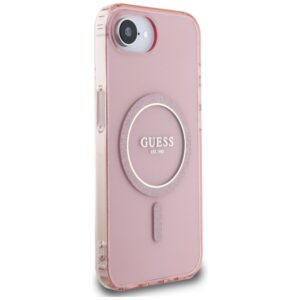 Originalus Dėklas GUESS IML Glitter Circle MagSafe skirtas Apple iPhone 16e rožinės spalvos - Image 4