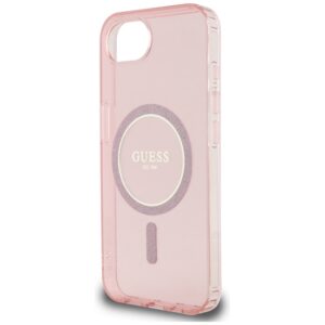 Originalus Dėklas GUESS IML Glitter Circle MagSafe skirtas Apple iPhone 16e rožinės spalvos - Image 6