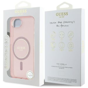 Originalus Dėklas GUESS IML Glitter Circle MagSafe skirtas Apple iPhone 16e rožinės spalvos - Image 8