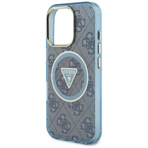 Originalus Dėklas GUESS IML Metal Glitter 4G Circle Triangle MagSafe skirtas Apple iPhone 16 Pro mėlynos spalvos - Image 6
