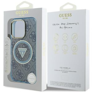 Originalus Dėklas GUESS IML Metal Glitter 4G Circle Triangle MagSafe skirtas Apple iPhone 16 Pro mėlynos spalvos - Image 8