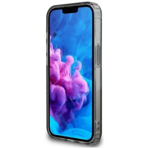 Originalus Dėklas GUESS IML Metal Glitter Flowers Triangle MagSafe skirtas Apple iPhone 16e juodos spalvos - Image 5