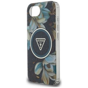 Originalus Dėklas GUESS IML Metal Glitter Flowers Triangle MagSafe skirtas Apple iPhone 16e juodos spalvos - Image 6