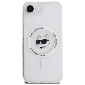 Originalus Dėklas KARL LAGERFELD IML Metal Choupette Head MagSafe skirtas Apple iPhone 16e baltos spalvos - Image 3