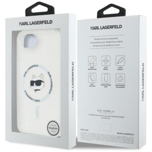 Originalus Dėklas KARL LAGERFELD IML Metal Choupette Head MagSafe skirtas Apple iPhone 16e baltos spalvos - Image 8