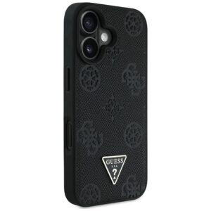 Originalus Dėklas GUESS Grained Hot Stamp Peony Triangle Logo MagSafe skirtas Apple iPhone 16 juodos spalvos - Image 4
