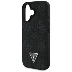 Originalus Dėklas GUESS Grained Hot Stamp Peony Triangle Logo MagSafe skirtas Apple iPhone 16 juodos spalvos - Image 6