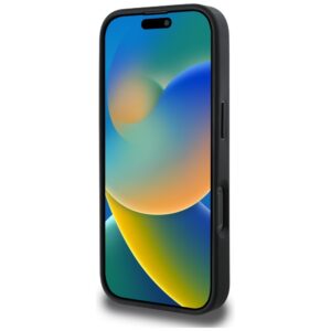 Originalus Dėklas GUESS Grained Hot Stamp Peony Triangle Logo MagSafe skirtas Apple iPhone 16 Pro juodos spalvos - Image 5