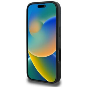 Originalus Dėklas GUESS Grained Hot Stamp Peony Triangle Logo MagSafe skirtas Apple iPhone 16 Pro Max juodos spalvos - Image 5